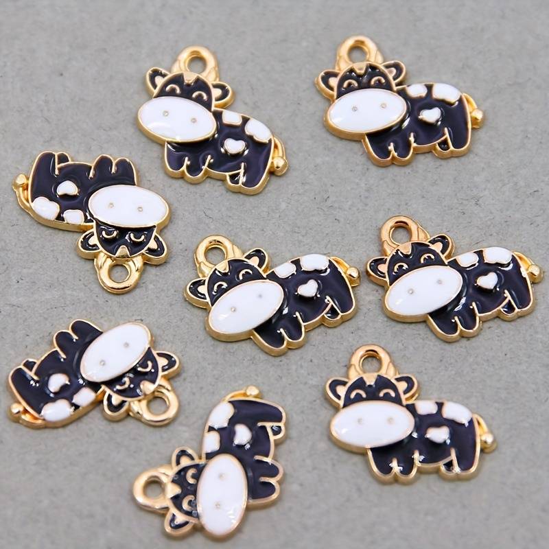 10pcs Cow Charms Animal Metal Charms DIY Cute Cow Enamel Pendants Nose Cow Alloy Charms for DIY Earrings Necklace Bracelet Key Chain Jewelry Crafts